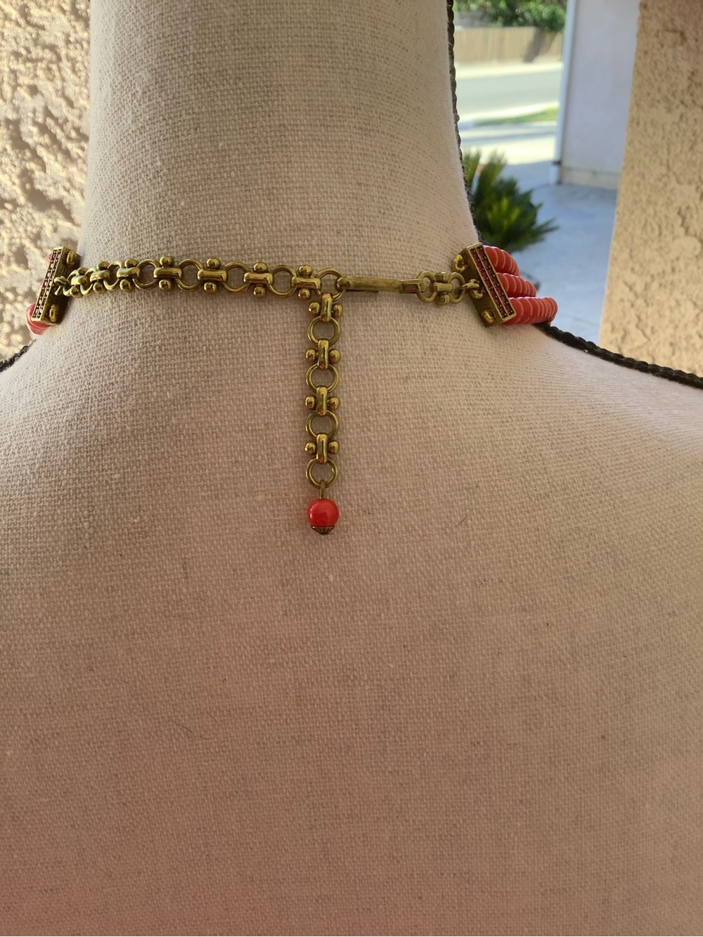 Heidi Daus Red Beaded Necklace with Sunflower Pendant - Picture 3 of 3